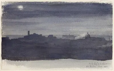 Вид Рима ночью by Жан-Ипполит Фландрен, 1836 — digital art print download