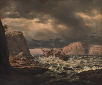 Кораблекрушение на побережье Норвегии by Иоганн Кристиан Даль, 1831 – 1832 — digital art print download