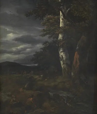 Пейзаж с охотничьей сценой by Якоб ван Руйсдал, 1643 – 1682 — digital art print download