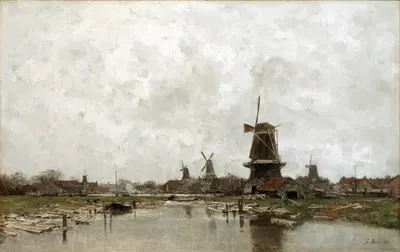 The Five Windmills by Jacob Maris, 1878 — digital art print download