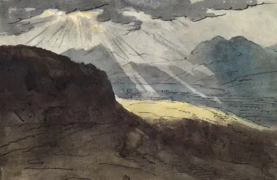 Гористый пейзаж с ярким солнечным светом by Якоб Кристоф Мивиль, 1805–1807 — digital art print download