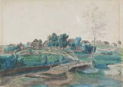 Северный пейзаж, вид на деревню Бальдона by Якоб Кристоф Мивиль, 1809–1816 — digital art print download