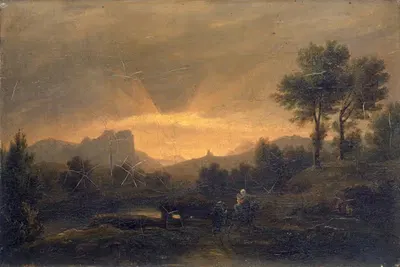 Речной пейзаж с бегством в Египет by Якоб Кристоф Мивиль — digital art print download