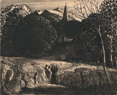 Cornfield and Church by Moonlight by Samuel Palmer — digital art print download