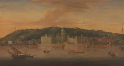 A view of Greenwich from the River with many Boats by Jan Griffier — digital art print download