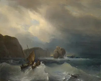 Грубое море с кораблями by Теодор Гюдин, 1834 — digital art print download