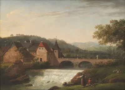 The Bridge and the Waterfall at Dornach, Switzerland by Jens Juel, 1791 — digital art print download