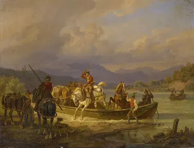 Всадники, высаживающиеся с корабля by Иоганн Адам Кляйн, 1851 — digital art print download