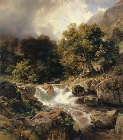 Пейзаж с мотивами из Мургталь у озера Вёртер by Иоганн Готфрид Штеффан, 1863 — digital art print download
