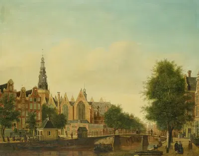 Oude Kerk, вид с Oudezijds Voorburgwal by Иоганнес Хуиберт Принс, 1765 – 1785 — digital art print download