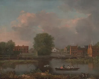 A River Landscape, possibly a View from the West End of Rochester Bridge by John Inigo Richards — digital art print download
