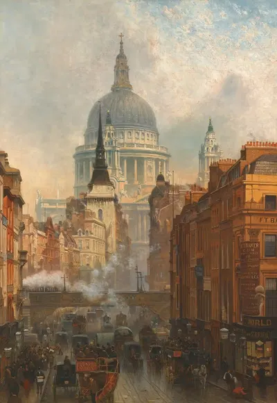 Ludgate, Evening by John O'Connor, 1887 — digital art print download