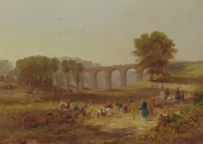 Corby Viaduct, the Newcastle and Carlisle Railway by John Wilson Carmichael — digital art print download