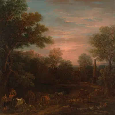 Классический пейзаж: Вечер by Джон Уоттон, 1740 - 1745 — digital art print download