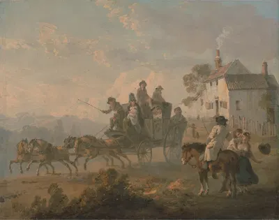 A Stage Coach on a Country Road by Julius Caesar Ibbetson, 1792 — digital art print download