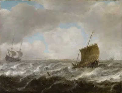 Rough Sea with Ships by Julius Porcellis — digital art print download