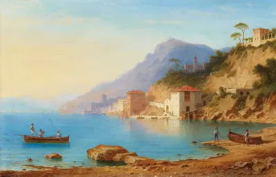 View Of The Amalfi Coast by Carl Ernst Morgenstern, 1867 — digital art print download