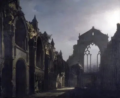 The Ruins of Holyrood Chapel by Louis Daguerre — digital art print download