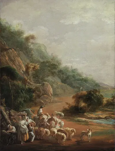 Сцена с деревенскими жителями (фрагмент) by Луис Парет и Алькасар, 1786 — digital art print download