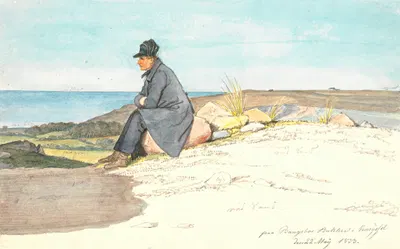 Siddende mand i Bangsbo bakker, Vendsyssel, 22. maj 1833 by Martinus Rørbye, 1833 — digital art print download