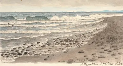 Пляжный берег с видом на Каттегат к Куллену by П. К. Сковгорд, 1845 - 1846 — digital art print download