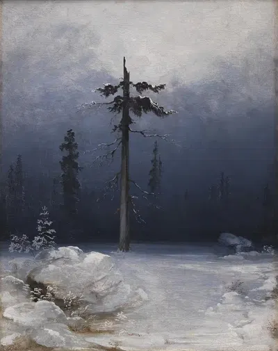 Дерево в зимнем лесу by Педер Бальке, 1849 – 1859 — digital art print download
