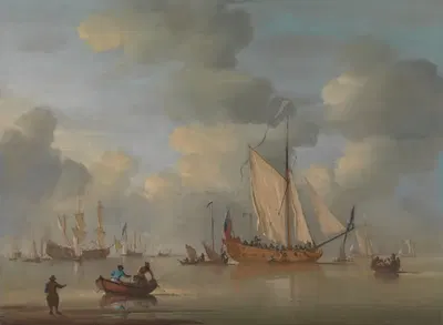 Английская королевская яхта на якоре в спокойной воде by Питер Монами — digital art print download