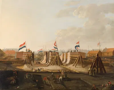 Строительство Остерадокслуйс, вид с севера by Петрус Киерс, 1831 — digital art print download