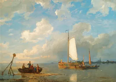 Судоходство в голландском эстуарии при низком уровне воды by Питер Корнелис Доммерсен, 1886 — digital art print download