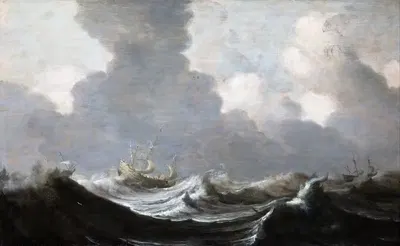 Четыре судна, идущие перед бурей by Питер Мулиер Старший, 1630 — digital art print download