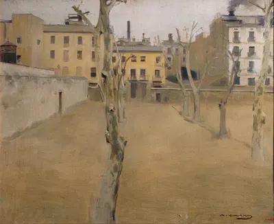 Courtyard of the old Barcelona prison (Courtyard of the 'lambs') by Ramón Casas — digital art print download