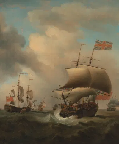 Судоходство на бурном море by Самуэль Скотт, 1753 — digital art print download