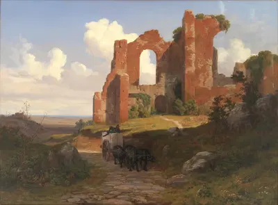 Вид на Термы Каракаллы в Риме by Торольд Лэссё, 1845 — digital art print download