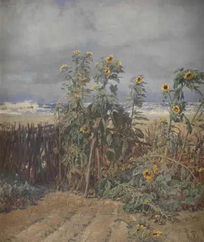Подсолнухи на пляже by Торвальд Нисс, 1893 — digital art print download