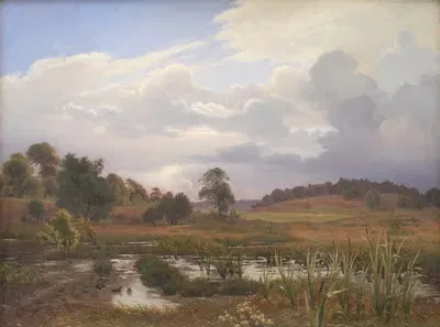 Пейзаж у леса Нордсковен, Егерсприс, Зеландия by Вильгельм Кюн, 1848 — digital art print download