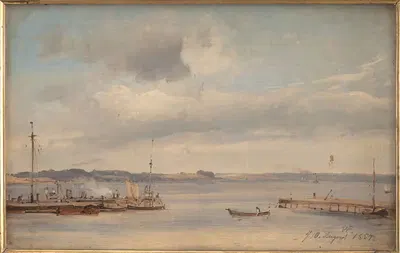 Порт для лодок. Хумлебек, Зеландия by Вильгельм Петерсен, 1854 — digital art print download