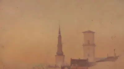 Песочница у моста Штормбро с музеем Торвальдсена на заднем плане by Вильгельм Петерсен, 1846 — digital art print download