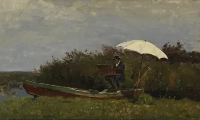 Художник Габриэль, работающий в лодке by Виллем Бастиан Толен, 1882 — digital art print download