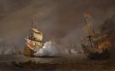 Морское сражение Англо-голландских войн by Виллем ван де Вельде младший — digital art print download