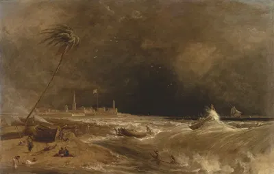 Madras, or Fort St. George, in the Bay of Bengal — A Squall Passing Off by William Daniell — digital art print download