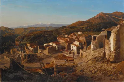 Вид на Сан-Себастьяно в Абруццо by Алессандро Ла Вольпе, 1859 — digital art print download