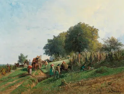 The harvest by Alexandre René Veron, 1857 — digital art print download