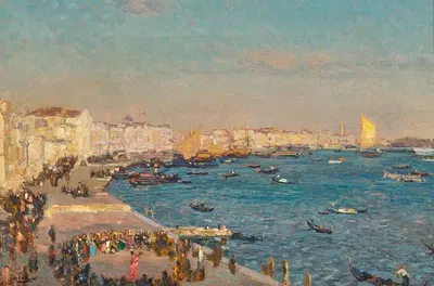 Венеция, 'Рива дельи Скиавони' by Беппе Чарди, 1913 — digital art print download