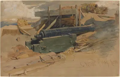 Пушка у бастиона by Карл Фридрих Генрих Вернер, 1849 — digital art print download