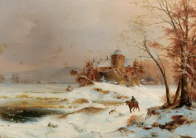 Всадники в обширном зимнем пейзаже by Карл Хилгерс, 1838 — digital art print download