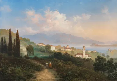 Вид на озеро Комо и Менаджо, с Пунта ди Белладжио справа by Карло Боссоли, 1847 — digital art print download