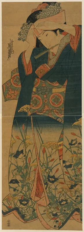 Девушка, восстанавливающая Агэбоши by Кейсаи Эйзен, 1825 — digital art print download