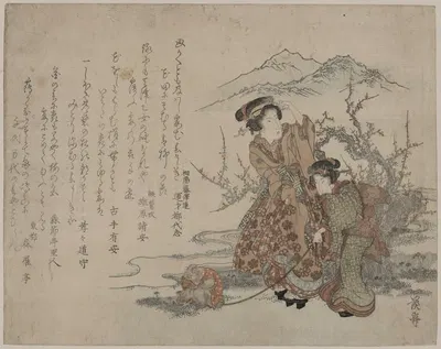 Баика сару хику мусуме by Кейсаи Эйзен, 1824 — digital art print download
