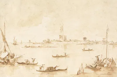 The Fortress of San Andrea from the Lagoon by Франческо Гуарди — digital art print download