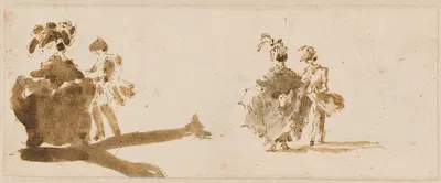 Two Elegant Couples (verso) by Франческо Гуарди, c. 1780 — digital art print download